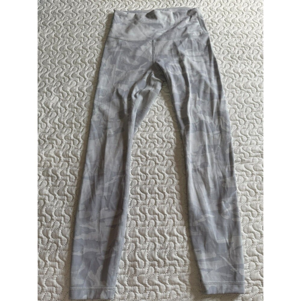 Lululemon Align High Rise Light Grey White Camo Leggings Tights Size 4 25